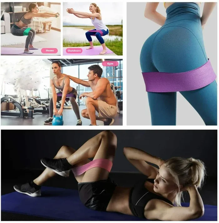 3 x Fasce in tessuto di resistenza per attività fisica fianchi glutei, Esercizi - immagine 2