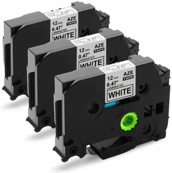 3 x Nastri compatibili per etichettatrice Brother TZe-231, Nero su bianco 12 mm