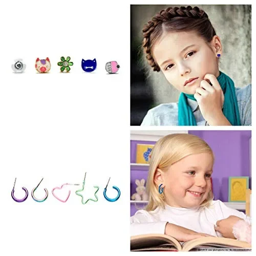 30 Paia Anallergici Set Orecchini Per Bambina Ragazza Perle Animale Gatto… - immagine 3