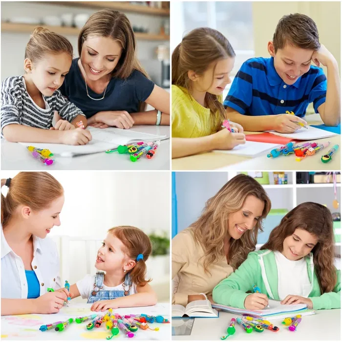 30 Penne Multicolore e Penna Multicolore 4 Colori con Adorabili Animali Kawaii – Ideali per Compleanni, Feste, Regali e Gadget Vendita calda - immagine 2