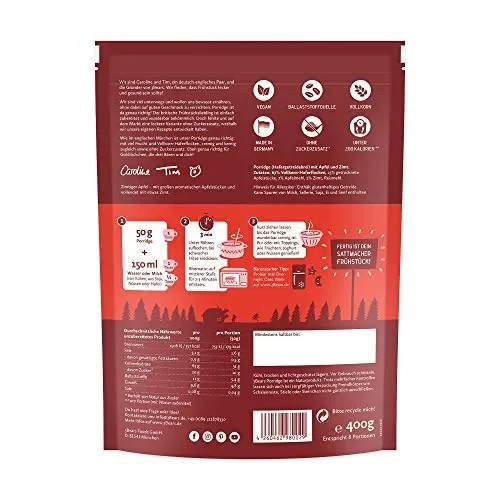 3Bears Porridge Mela e Cannella – pacchetto con 4 confezioni (4 x 400g)…. - immagine 2