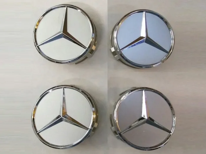 4 COPRIMOZZO MERCEDES BENZ 75mm ARGENTATI borchie tappi CLASSE A B C E S…