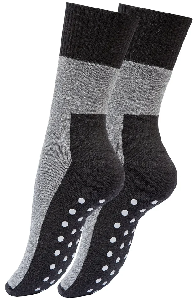 4 paia calze antiscivolo – suola per donna e uomo (43-46, grigio… - immagine 3