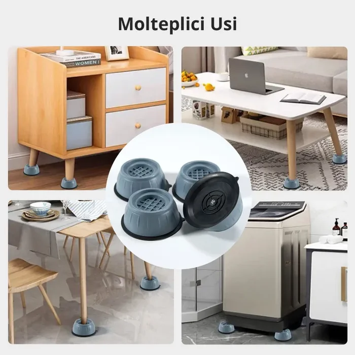 4 Pcs Piedini Antivibrazione Lavatrice, Gomma, Femmina-femmina Universali per Asciugatrice, Frigoriferi, Mobili ed Elettrodomestici - immagine 3