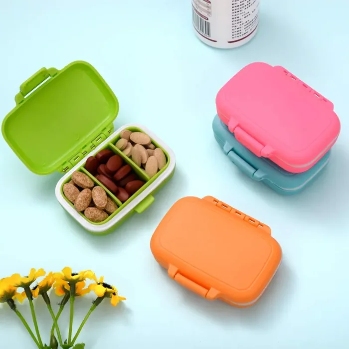 4 Pcs Portapillole Giornaliero Portapillole Tascabile Porta Pillole Porta Medicine Porta Pastiglie Porta Compresse Porta Pastiglie Giornaliero Scatola della Pillola 3 Scomparti - immagine 2