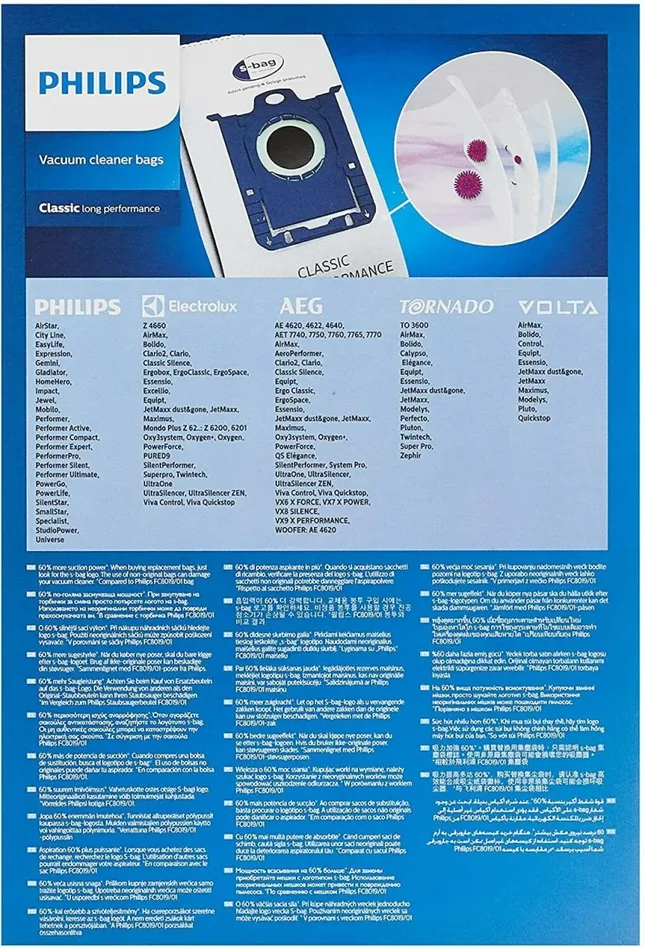4 x Sacchetti di ricambio per aspirapolvere Philips Aspirazione FC8021/03, 3 L - immagine 3