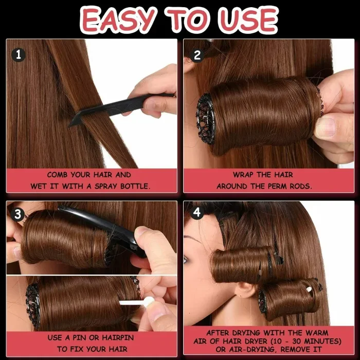 48 x Rulli per capelli bigodini con molla in metallo per parrucchieri + 12 pinze - immagine 3