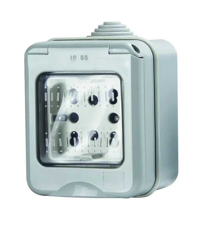 4Box 4B H21 Contenitore Ip55 Completo di Presa Side, 250 V, Grigio - immagine 2