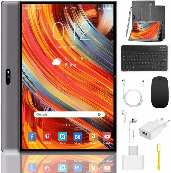 4G Tablet 10 Pollici, con tastiera,Android 9.0 3GB RAM e 32GB ROM, Grigio