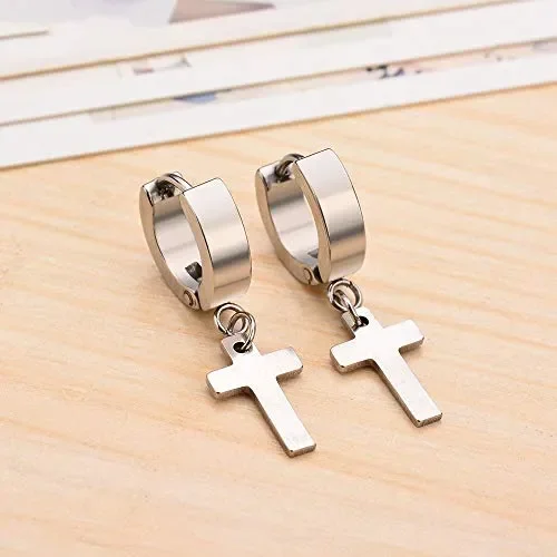 5 Paia Orecchini Uomo Donna Bambina in Acciaio Inossidabile, Croce… - immagine 3