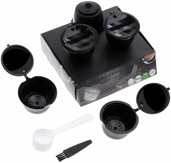 5 x Capsule ricaricabili compatibili per Dolce Gusto Kit con dosatore + spazzola