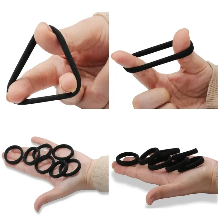 50 pezzi di elastici neri per capelli cotone pregiato, ideale nero - immagine 2