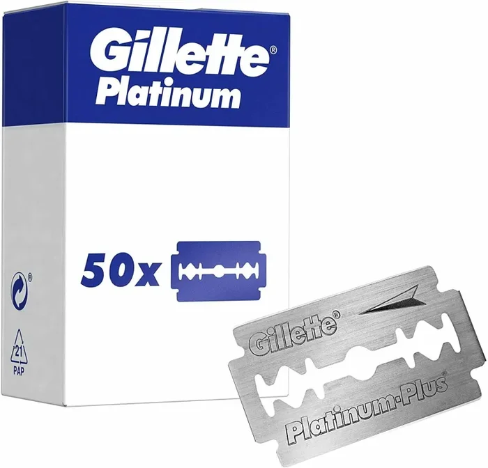 50 x Lamette di ricambio per rasoio manuale di sicurezza, Gillette Platinum Plus