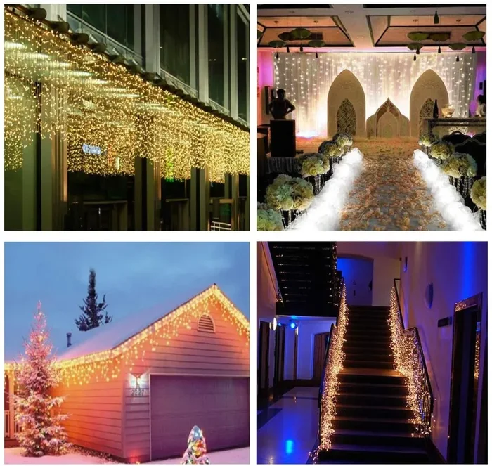 5m LED Luci Stringa 24 stringe, 50-80cm/ogni + 3m Cavo di alimentazione, stringa decorativa LED con 200 LED impermeabili, alimentazione di sicurezza 31V - immagine 2