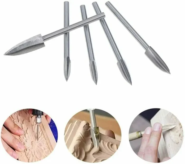 5pcs Set Strumenti di Intaglio per Radici, Frese in Legno Metallo… Online - immagine 3