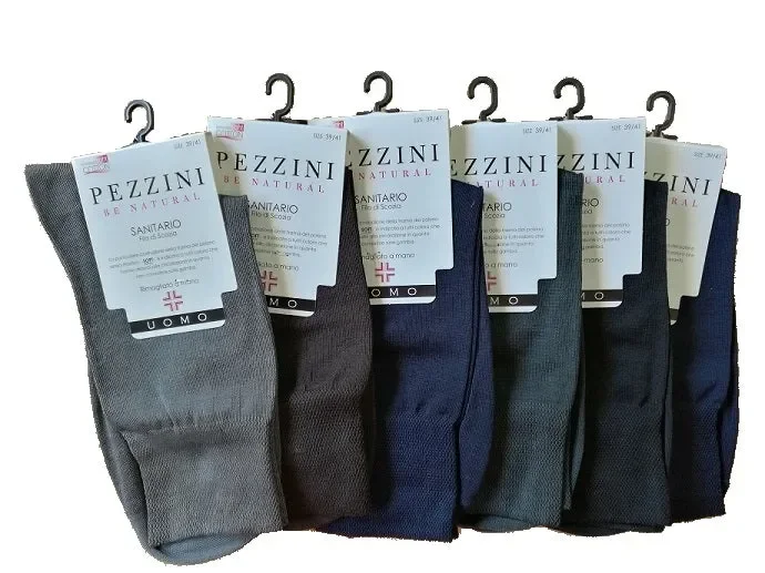 6 CALZE CORTE UOMO PEZZINI IN FILO DI SCOZIA ART. UCZ-750C COL. FRANCESI MIS. A SCELTA