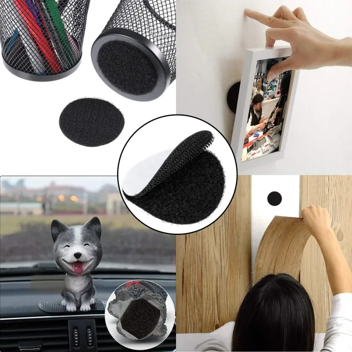 6 Paia 10CM Versatili Adesivo Tondo Forte Nero Strisce Adesive Auto Hook and Loop Strips Vendita online - immagine 3