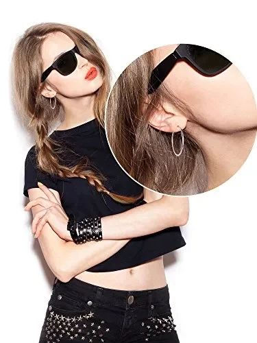 6 Paia Orecchini Multidimensioni Finti Cerchio Anello Naso Non-bucato Molla… - immagine 3