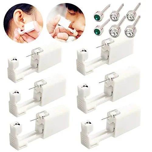 6 pistole usa e getta per piercing all’orecchio, con orecchini, indolore,…