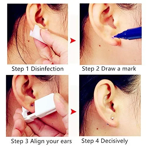 6 pistole usa e getta per piercing all’orecchio, con orecchini, indolore,… - immagine 3