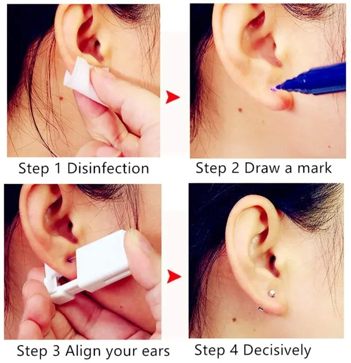 6 pistole usa e getta per piercing all’orecchio, con orecchini, indolore, per ragazze, donne e uomini - immagine 3