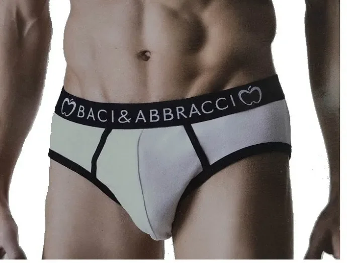 6 Slip uomo Baci e Abbracci art 9000 colore bianco misura a scelta