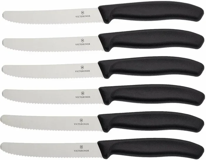 6 x Coltelli con lama da 11 cm da tavola con manico nero, Qualità Victorinox Online