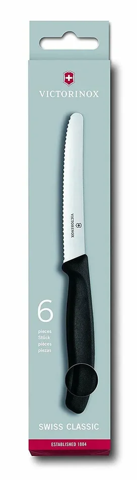 6 x Coltelli con lama da 11 cm da tavola con manico nero, Qualità Victorinox Online - immagine 2