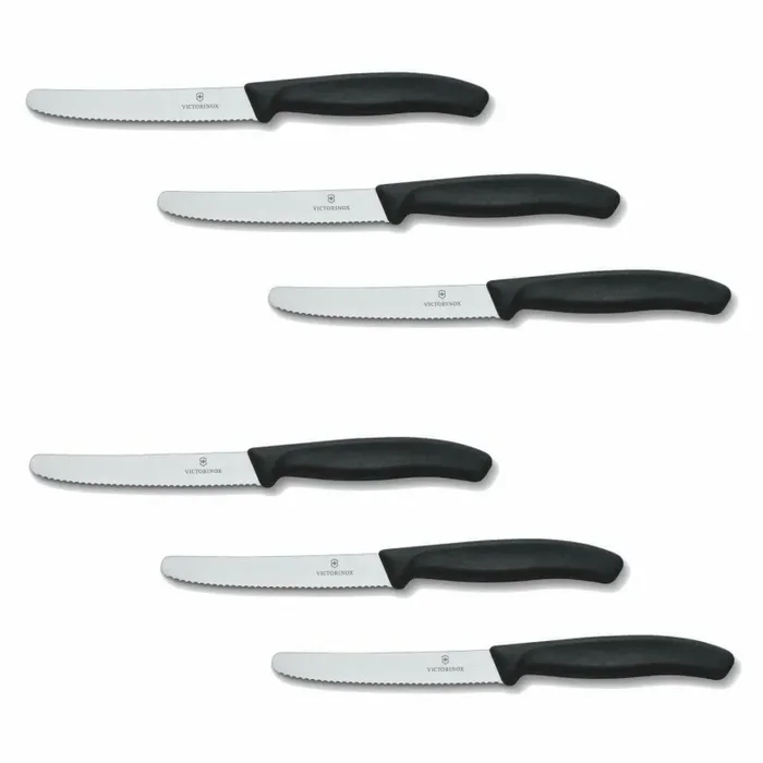 6 x Coltelli con lama da 11 cm da tavola con manico nero, Qualità Victorinox Online - immagine 3