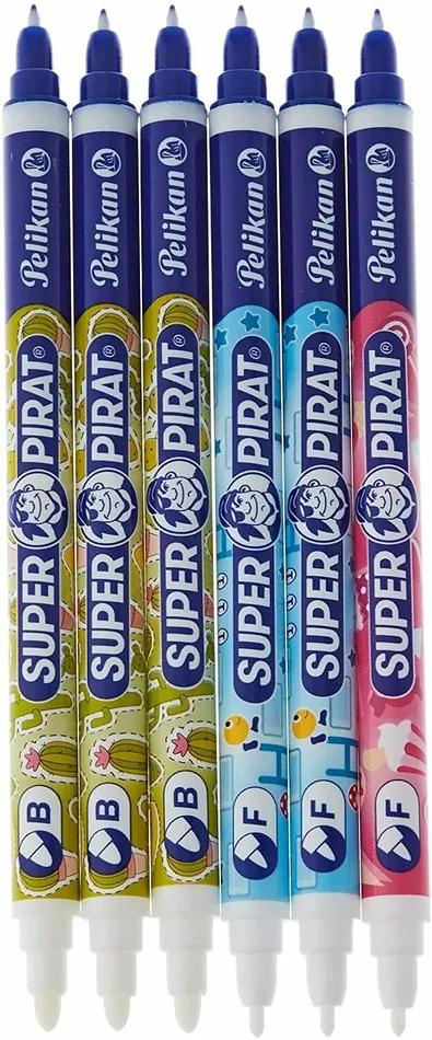 6 x Penne cancellino con inchiostro super Pirat 850 a doppia punta F B, Pelikan - immagine 2