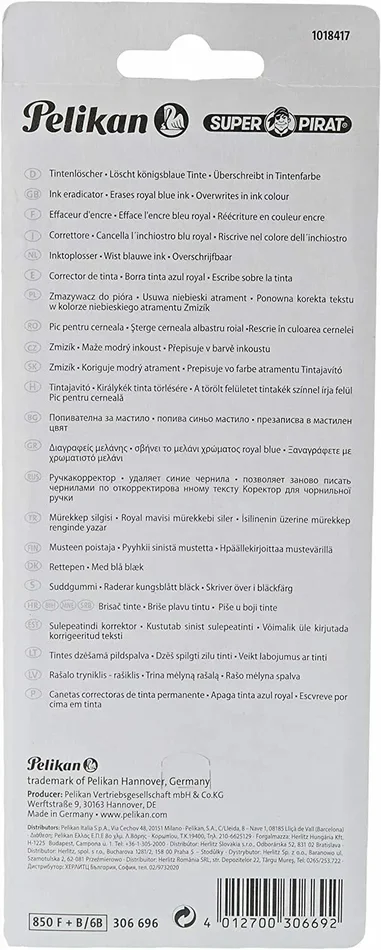 6 x Penne cancellino con inchiostro super Pirat 850 a doppia punta F B, Pelikan - immagine 3