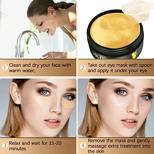 60 Pcs Collagene Patch Occhi, 24K Maschera Occhi, Patch Occhiaie e Borse, Anti Occhiaie, Anti Rughe, Rimuovi Borse e Puffiness, Idrata Anti-Età - immagine 3