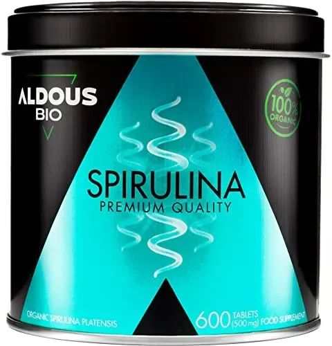 600 Compresse di Spirulina BIO | 3000mg di Alga Spirulina per dose | Saziante 100% Naturale – Detox Bio | Spirulina Bio Compresse | Energia – Sistema Immunitario | Proteine Vegane | Senza Plastica