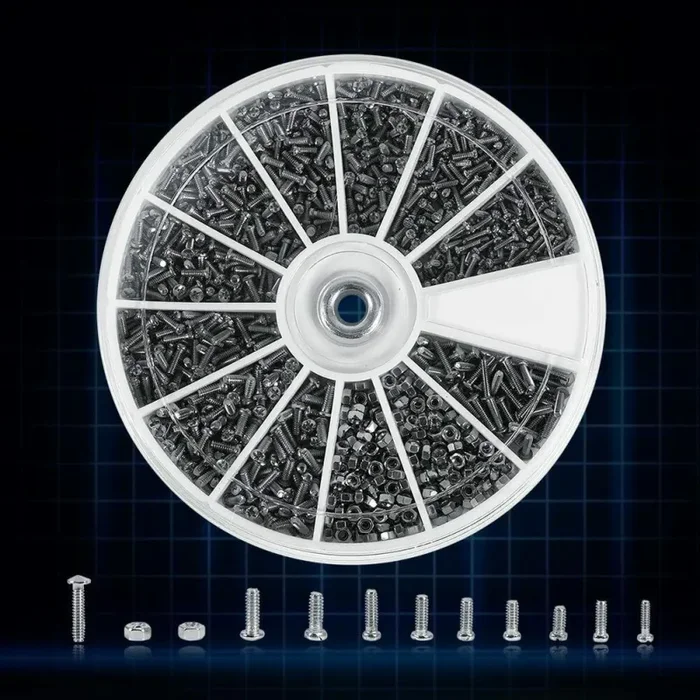 600 x Viti a testa piatte piccole con dadi, Elementi di fissaggio da M 1 a 1.6