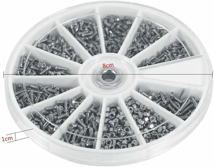 600 x Viti a testa piatte piccole con dadi, Elementi di fissaggio da M 1 a 1.6 - immagine 2