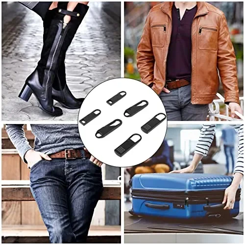 6Pezzi Tiretti per Cerniere, cursori per cerniere lampo,Cursore Cerniera Ricambio, per Riparazione Zip,Per Vestiti, Bagagli, Valigia, Jeans,Zaino, Mestiere Fai Da Te,Borsa Giacca - immagine 2