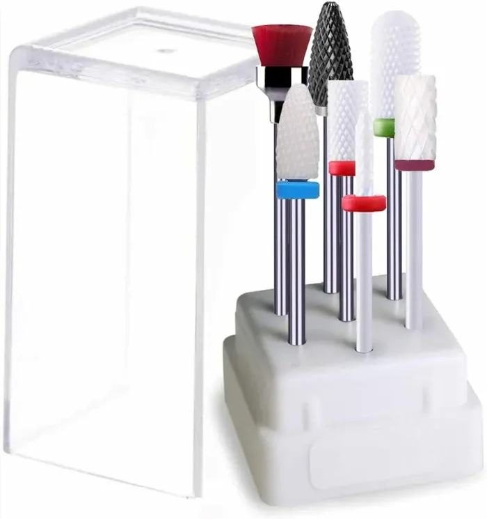 7 x Punte per fresa per unghie in ceramica per levigare rimuovere permanente Kit Moda