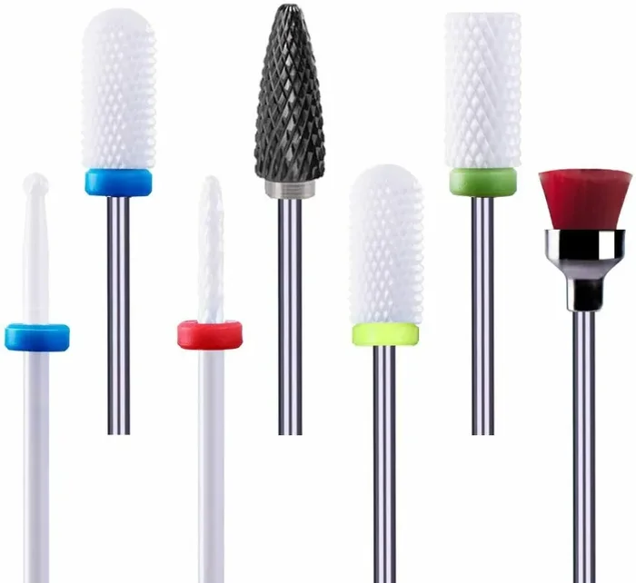 7 x Punte per fresa per unghie in ceramica per levigare rimuovere permanente Kit Moda - immagine 2