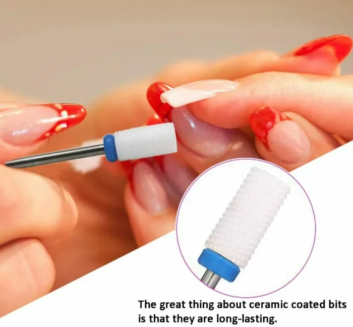 7 x Punte per fresa per unghie in ceramica per levigare rimuovere permanente Kit Moda - immagine 3
