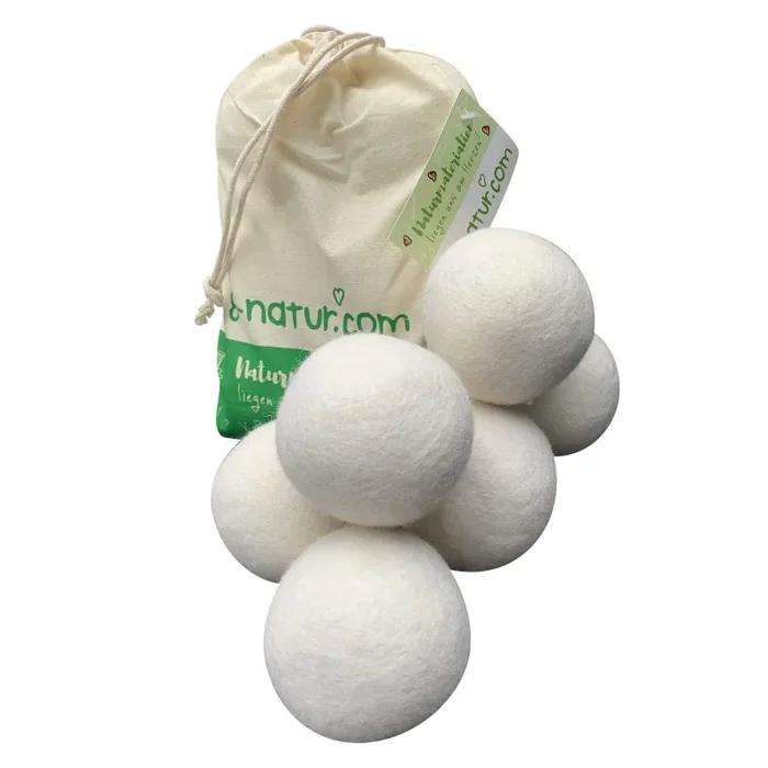 8-Natur, set di palline per asciugatrice XXL in confezione 8-9 cm, Bianco