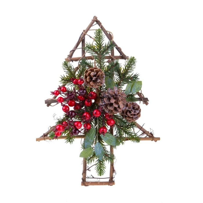 Abete con Wild Rose H40 cm Rosso/Verde - immagine 2