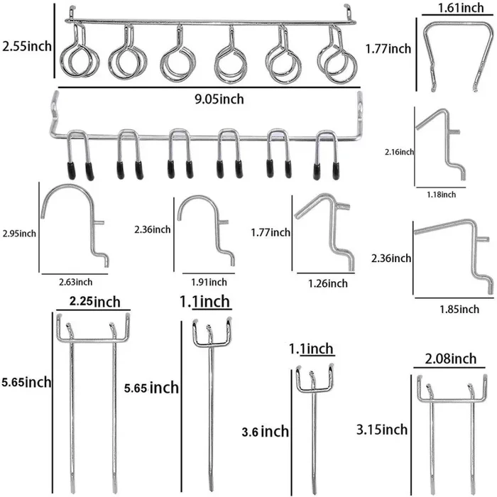 Abimars, 52 Pezzi Ganci per Pannello Forato Assortimento, con Ganci,… - immagine 2