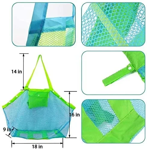 Abree Extra Large Family Maglia Spiaggia Borsa Tote Zaino Giocattoli Asciugamani Sabbia Lontano (2pcs) - immagine 2