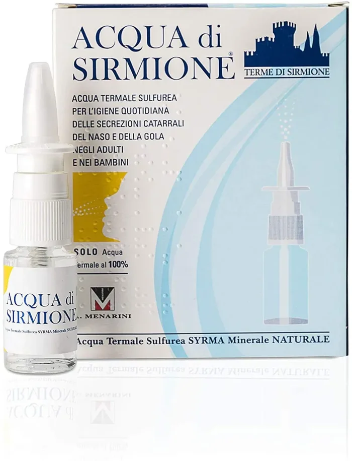 Acqua di Sirmione | Ideale per naso chiuso. Può essere utilizzata con spray nasale o in aerosolterapia. Prodotto 100% naturale, adatto per adulti e bambini. 6 Flaconcini da 15 ml.