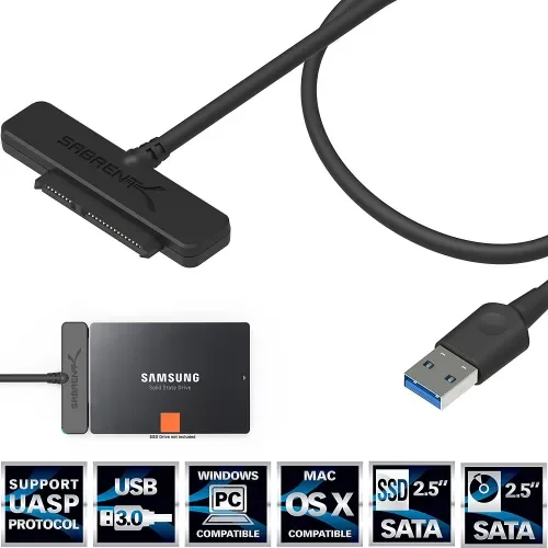 Adattatore da USB 3.0 a SSD/SATA HD 2,5 pollici, ottimizzato per SSD, UASP SATA