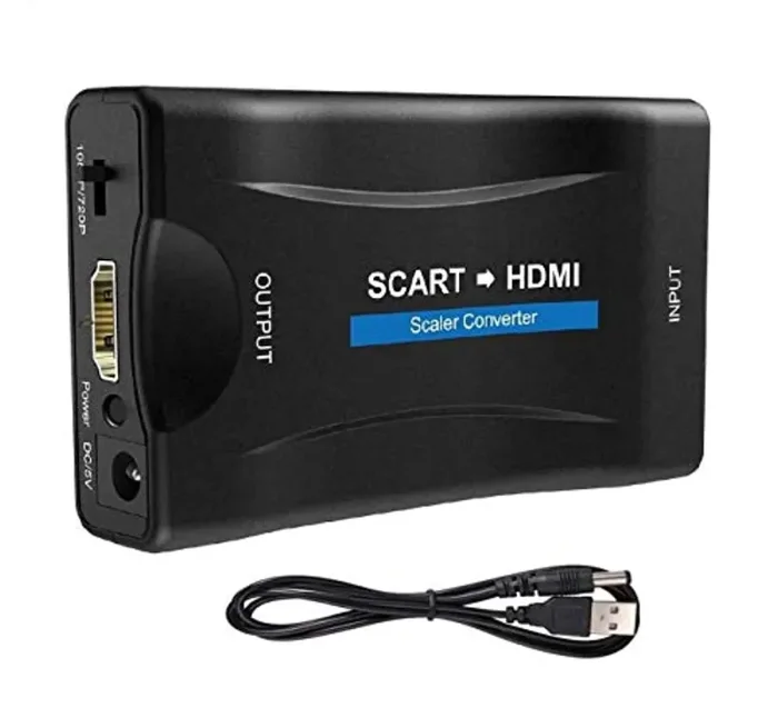 Adattatore Scart Hdmi Convertitore Da Scart a Hdmi Adattatore Video Audio Converte L’ingresso Scart Analogico in Uscita Hdmi 720p/1080p Per Proiettore Monitor HDTV STB VHS Xbox PS3 Sky Blu-ray Dvd