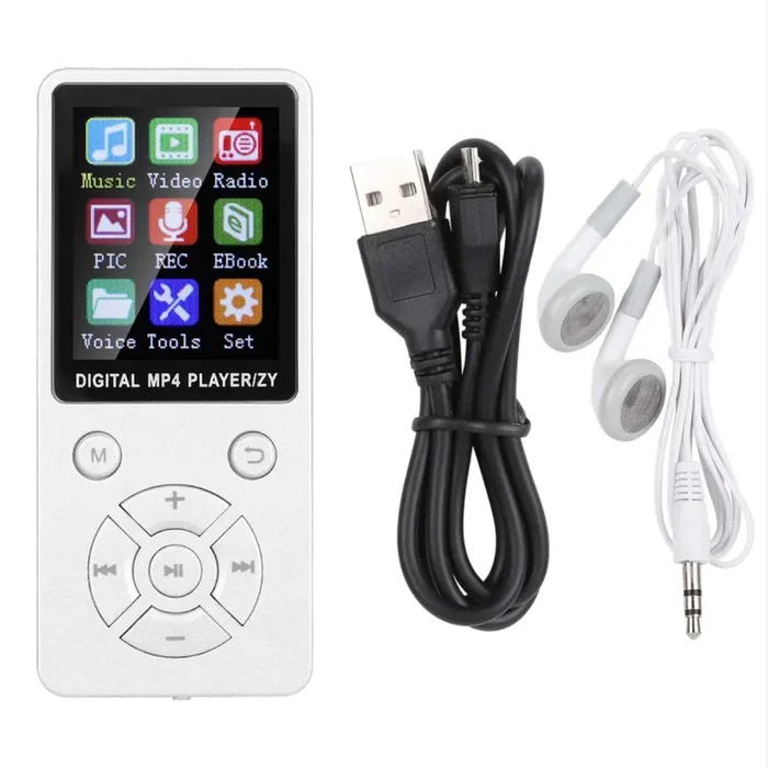 Agatige Lettore MP3/lettore MP4, Musica T1 Lettore MP3 MP4 Supporto Bluetooth Memoria 32G Pulsanti Tattici a Otto diagrammi(Bianca)