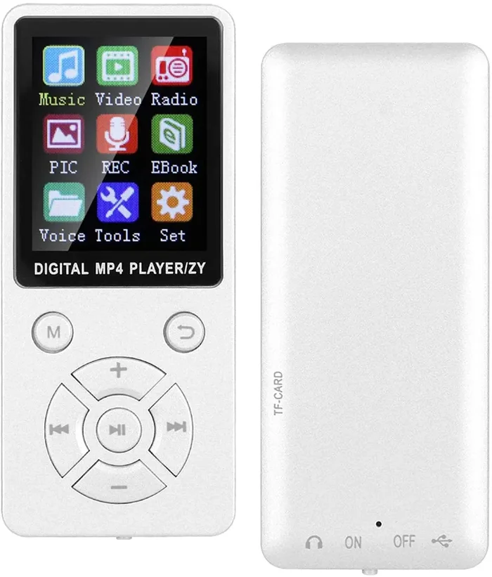 Agatige Lettore MP3/lettore MP4, Musica T1 Lettore MP3 MP4 Supporto Bluetooth Memoria 32G Pulsanti Tattici a Otto diagrammi(Bianca) - immagine 3