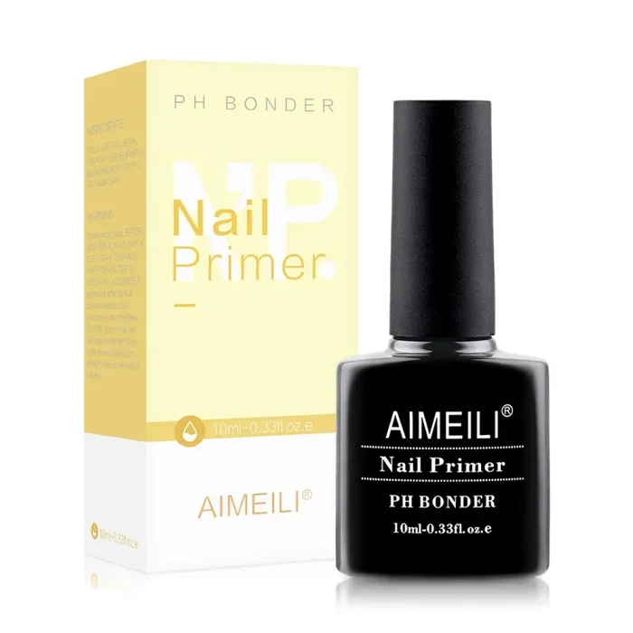 AIMEILI Primer Unghie Base Bonder Nail Prep Primer Aria Veloce Asciutto Primer Unghie Trucco Non Lampada, base trucco Libero Fit per Unghie in Acrilico Bonder Legame 10ml