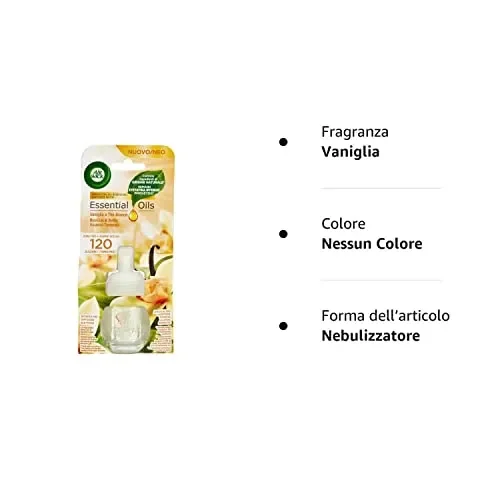 Airwick Confezione da 6 Ricariche per Diffusore Elettrico di Oli Essenziali alla Fragranza di Vaniglia e Thè Bianco, Profumatore per Ambienti - immagine 2